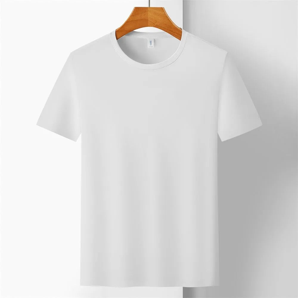 Ice silk quick-drying antibacterial anti-UV short sleeve T-shirt in solid colours with slim fit design