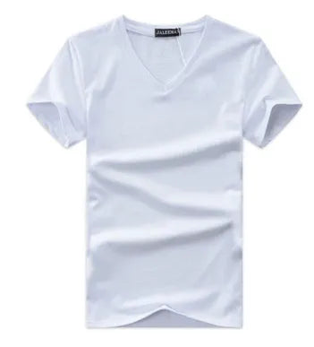Men V Neck Cotton Short Sleeve T-Shirt in solid colour, size range S to XXXXXL