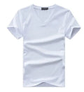 Men V Neck Cotton Short Sleeve T-Shirt in solid colour, size range S to XXXXXL