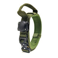Tactical waterproof dog collar with positioning ring in black army green and khaki colours