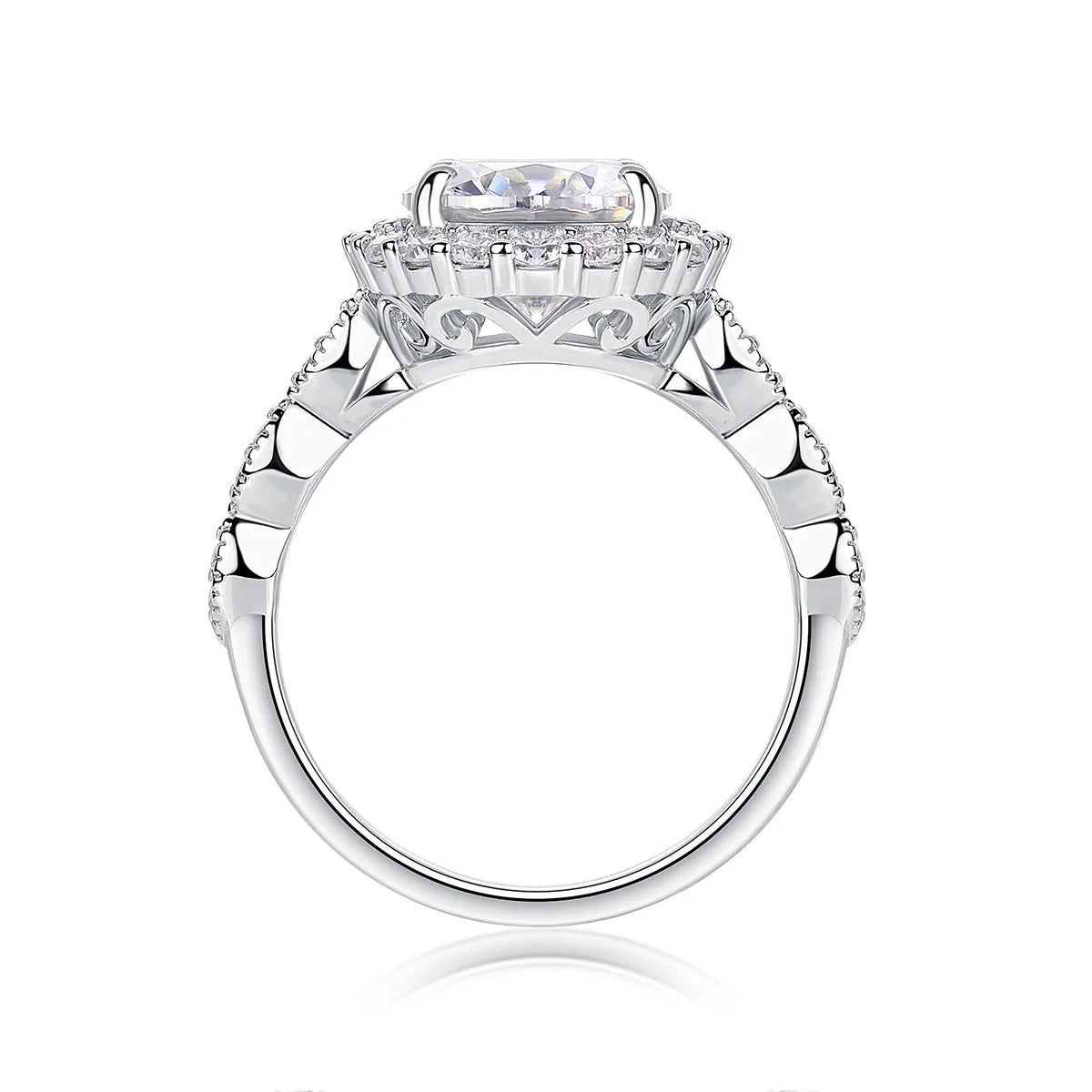 3-carat moissanite wedding ring set with S925 silver platinum plating in gift box