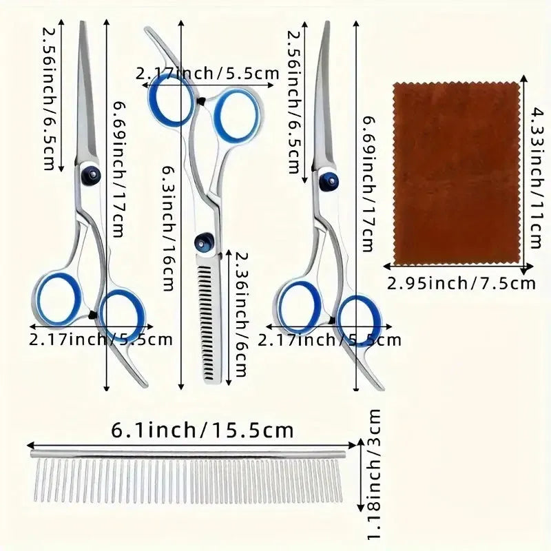 Portable metal dog grooming scissors set supplied as a split hat pet scissors set for home use