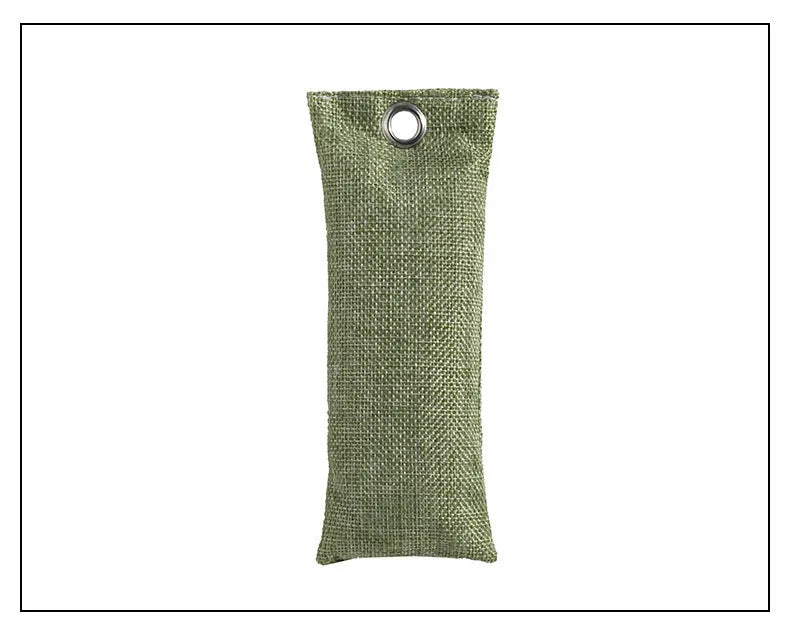Black, green, grey and blue activated charcoal shoe deodoriser bags measuring 16.5cm.