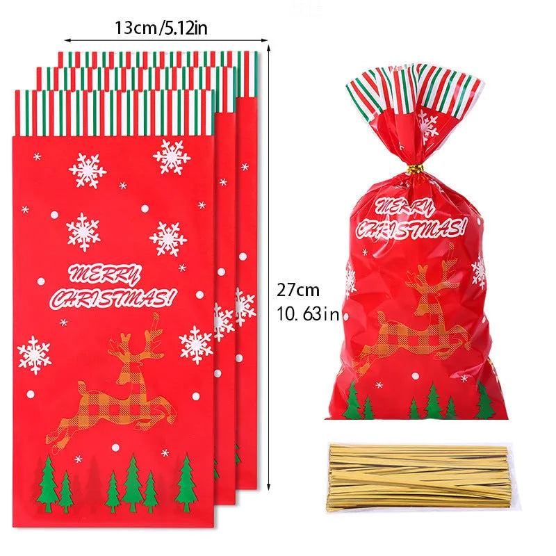 Christmas gift tying packing bags, OPP flat bags 13x27cm, 50pcs per pack, Christmas Bag A or B