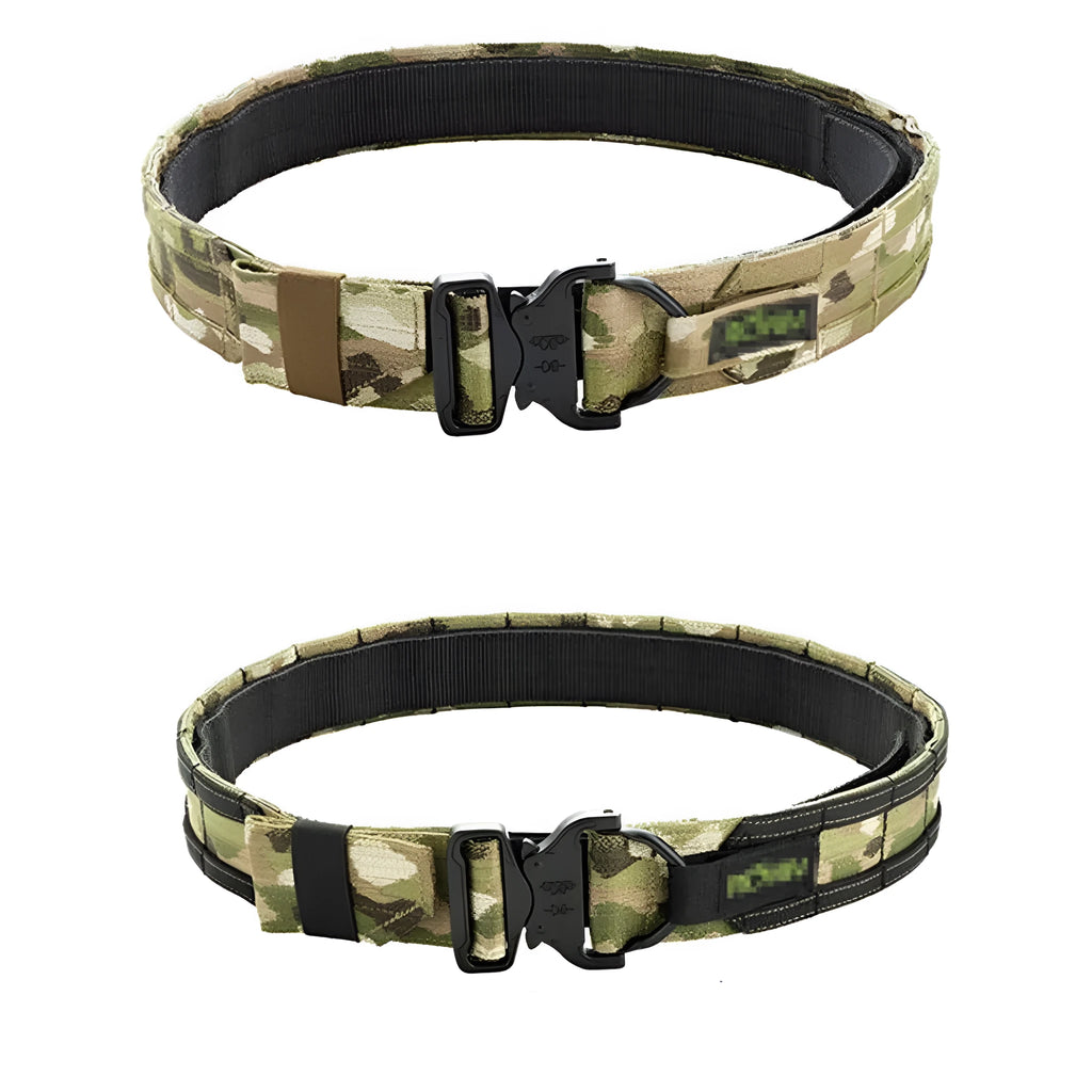 MOLLE System Tactical Buckle Belt, 4cm width, in black colour with buckle and webbing loops