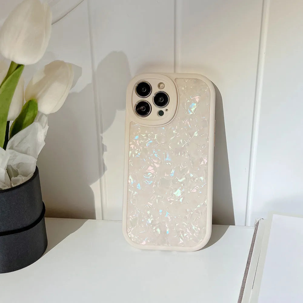 Ins dream shell pattern TPU PC back cover phone case for Apple iPhone in white pink purple black transparent