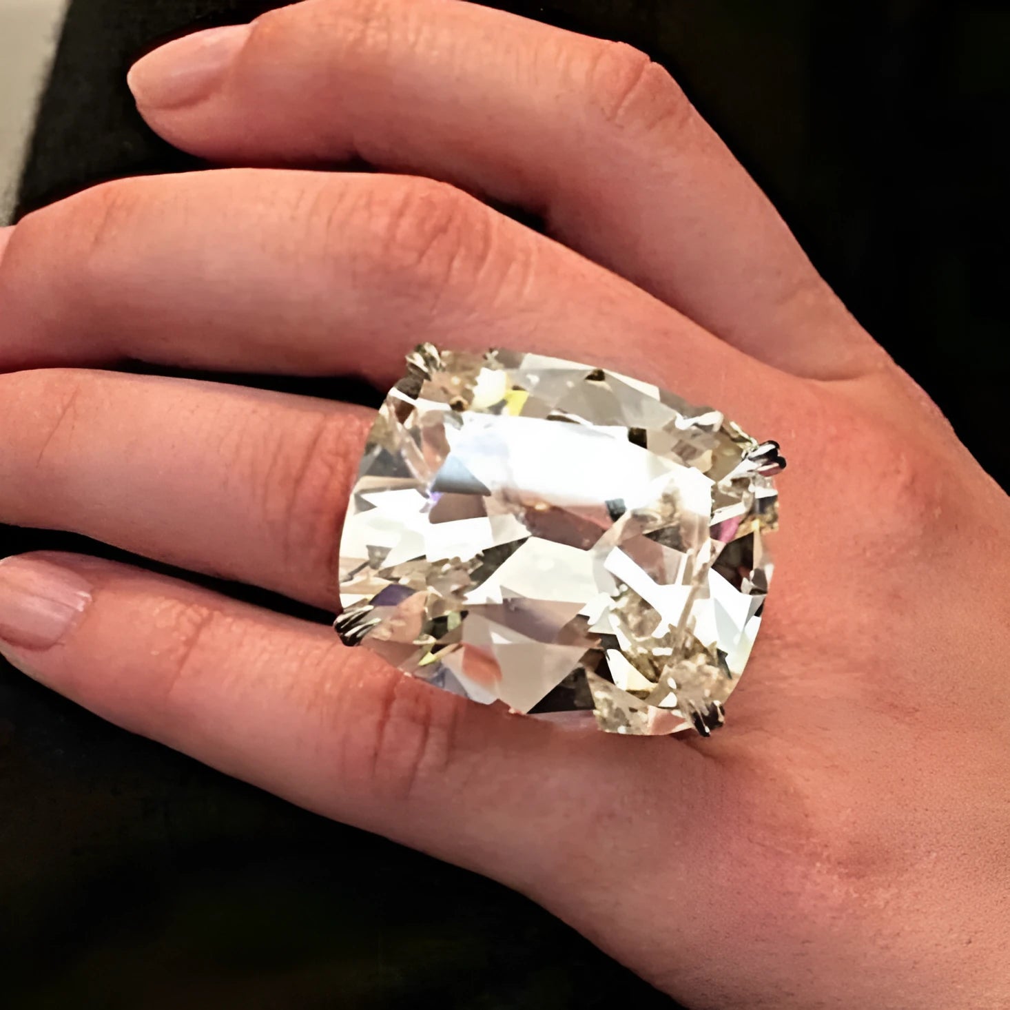 Women's white gold colour geometric ring with square inlaid design on alloy band