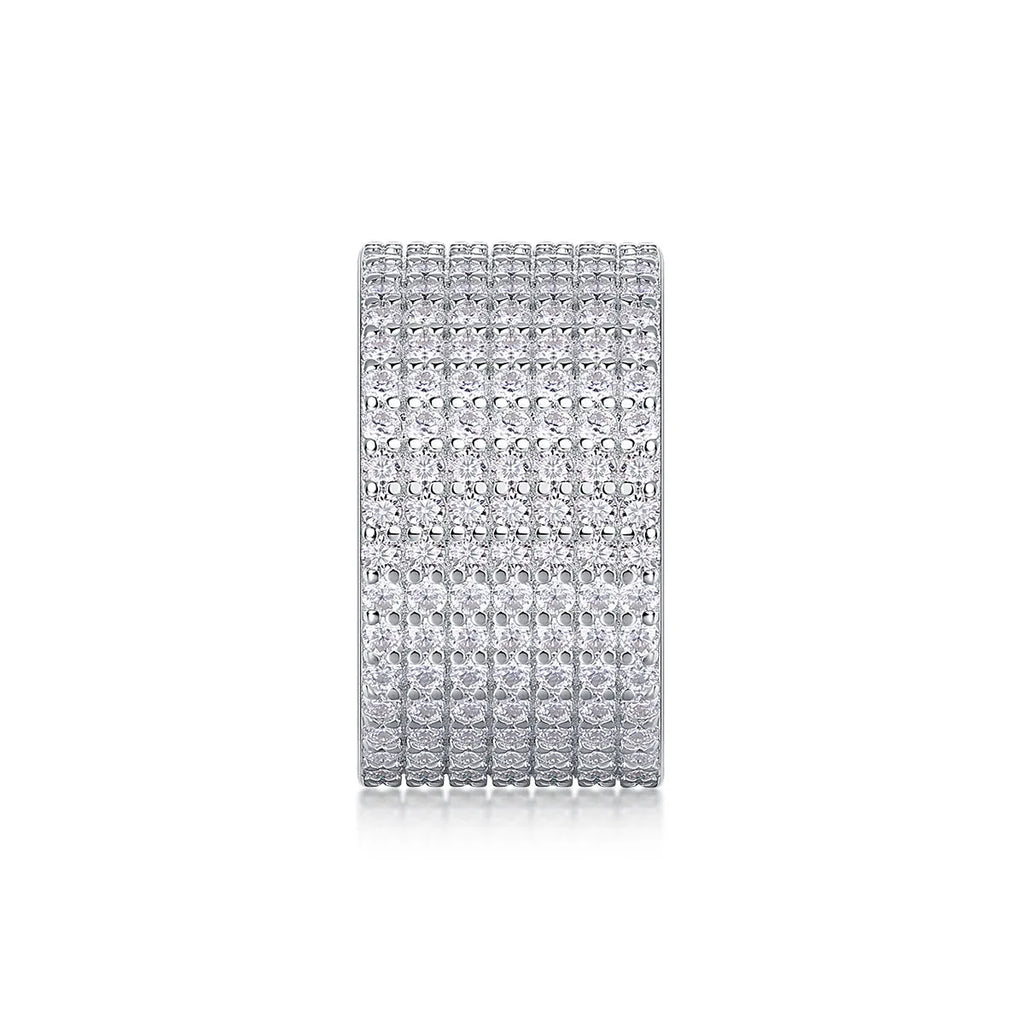 Starry River wedding ring set with moissanite stones in platinum-plated S925 silver, gift box, and GRA certificate