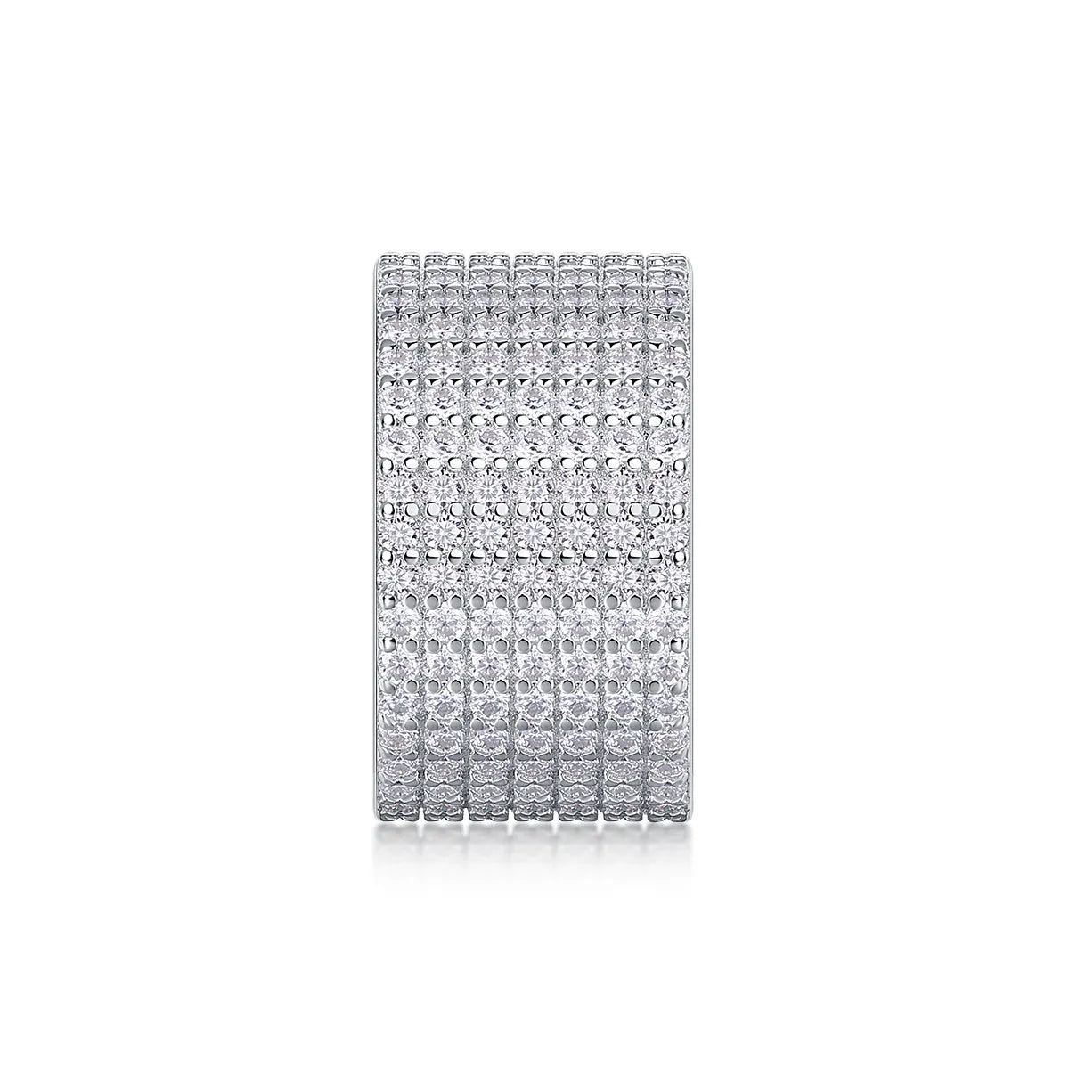 Starry River wedding ring set with moissanite stones in platinum-plated S925 silver, gift box, and GRA certificate