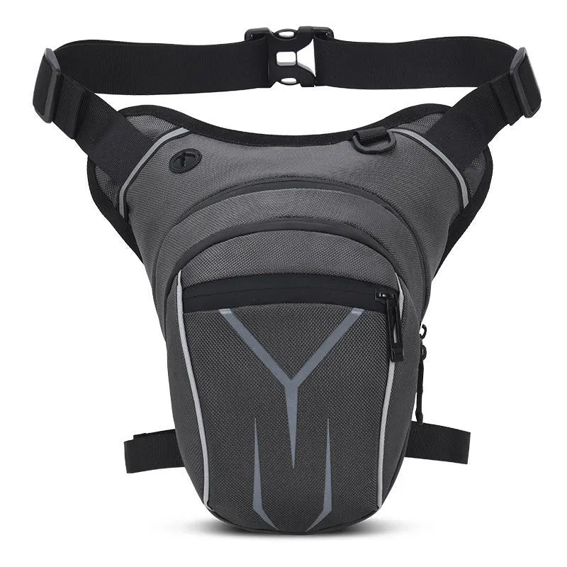 Men's motorcycle waist bag crossbody, polyester waterproof zipper bag in dark blue, black, or dark grey