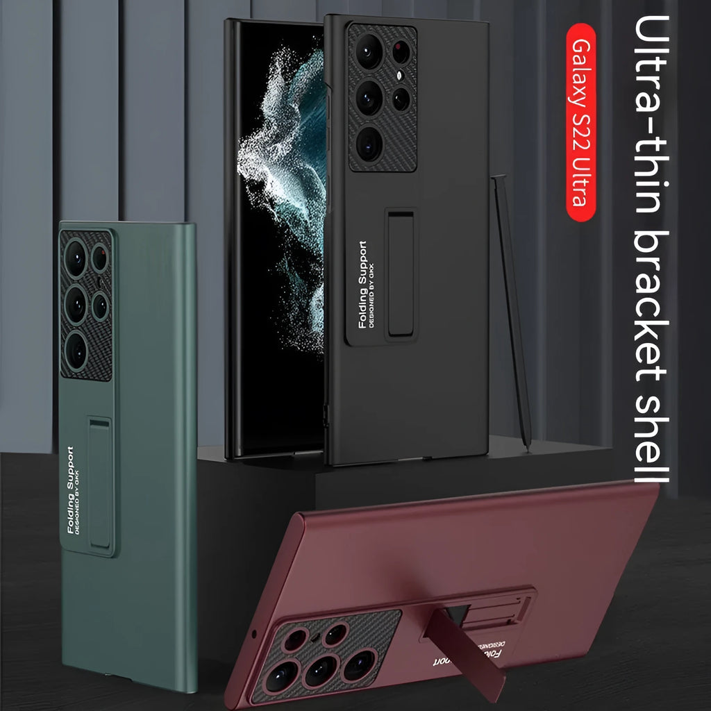 Four-colour Samsung Galaxy ultra-thin bracket phone case with solid colour finish