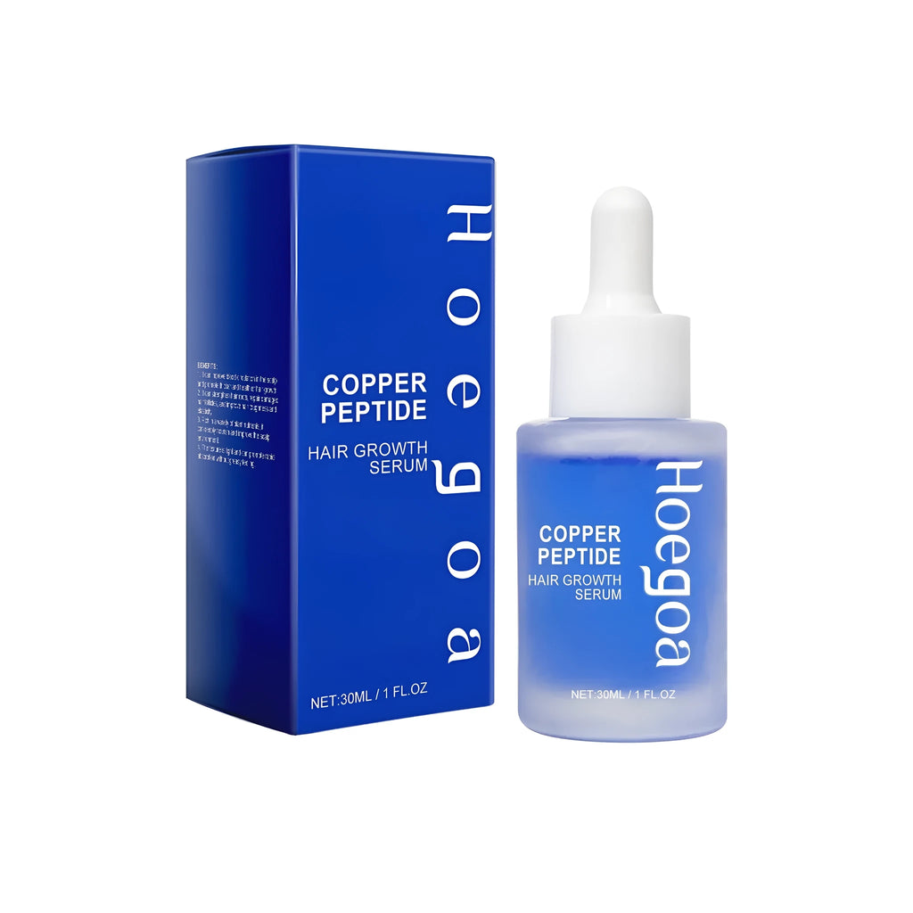 Copper peptide hair growth serum 30ml bottle with castor oil, avocado oil and coconut oil, 3.7x3.7x9.1cm