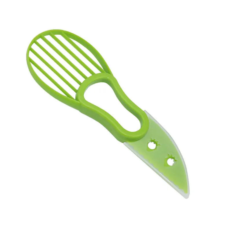 Multifunctional avocado knife in green polypropylene with modern simplicity design for peeling and slicing