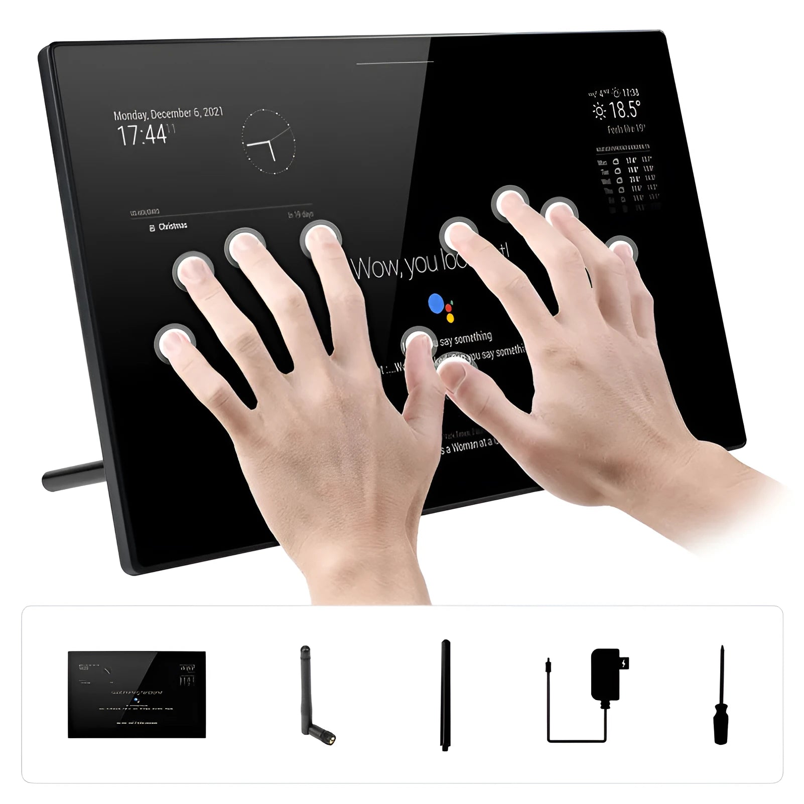 13.3-inch integrated computer voice assistant touch display screen with ABS housing.