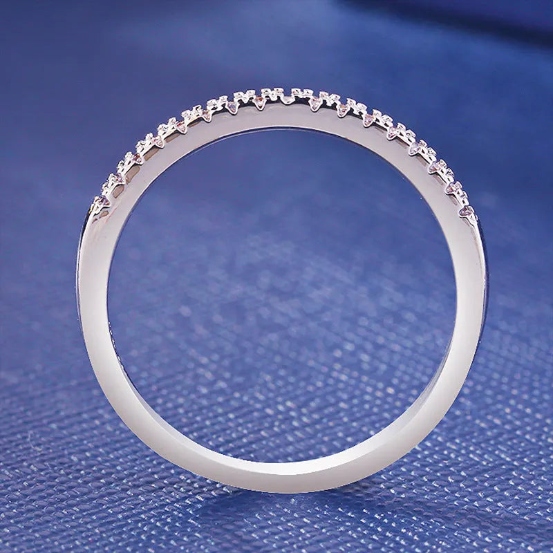 Women's crystal band ring in rose gold finish with cubic zirconia stones, US size 7