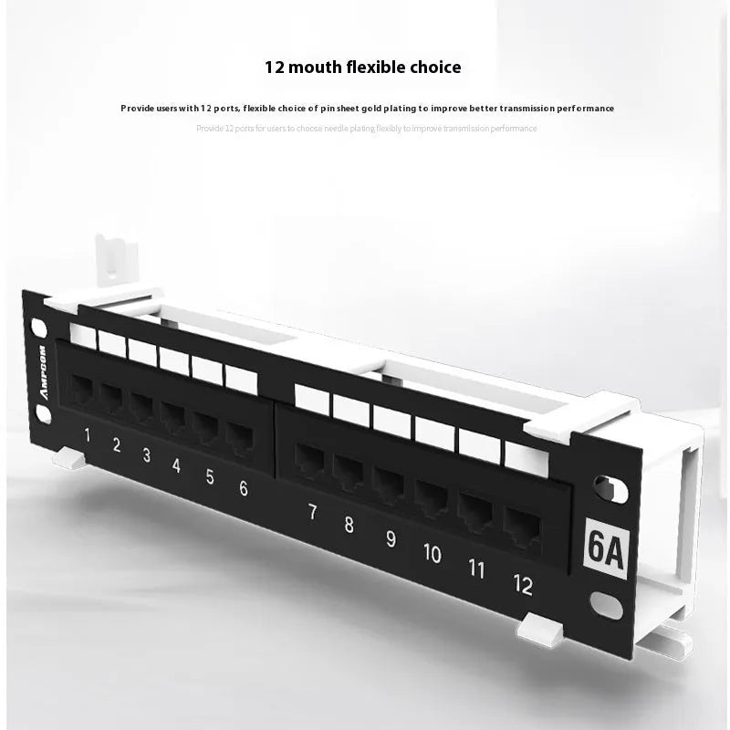 AMPCOM 12-port unshielded cabinet-type network distribution frame in black