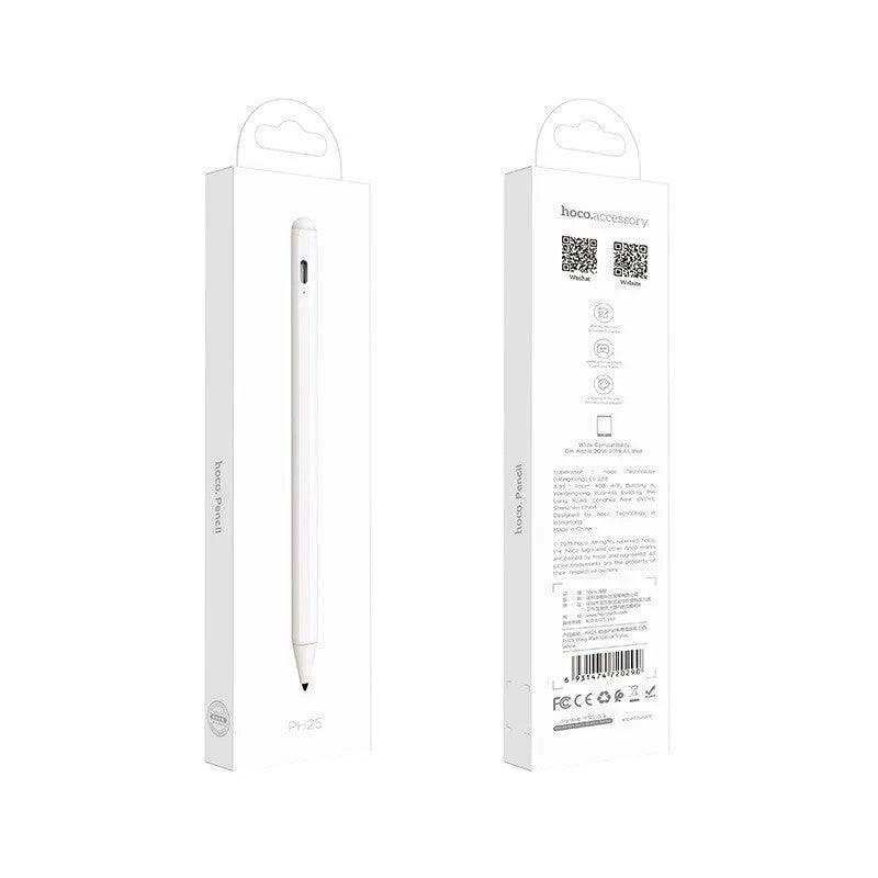 White capacitive stylus pen for iPad 2018-2019 models with 1.0mm nib and Type-C charging port