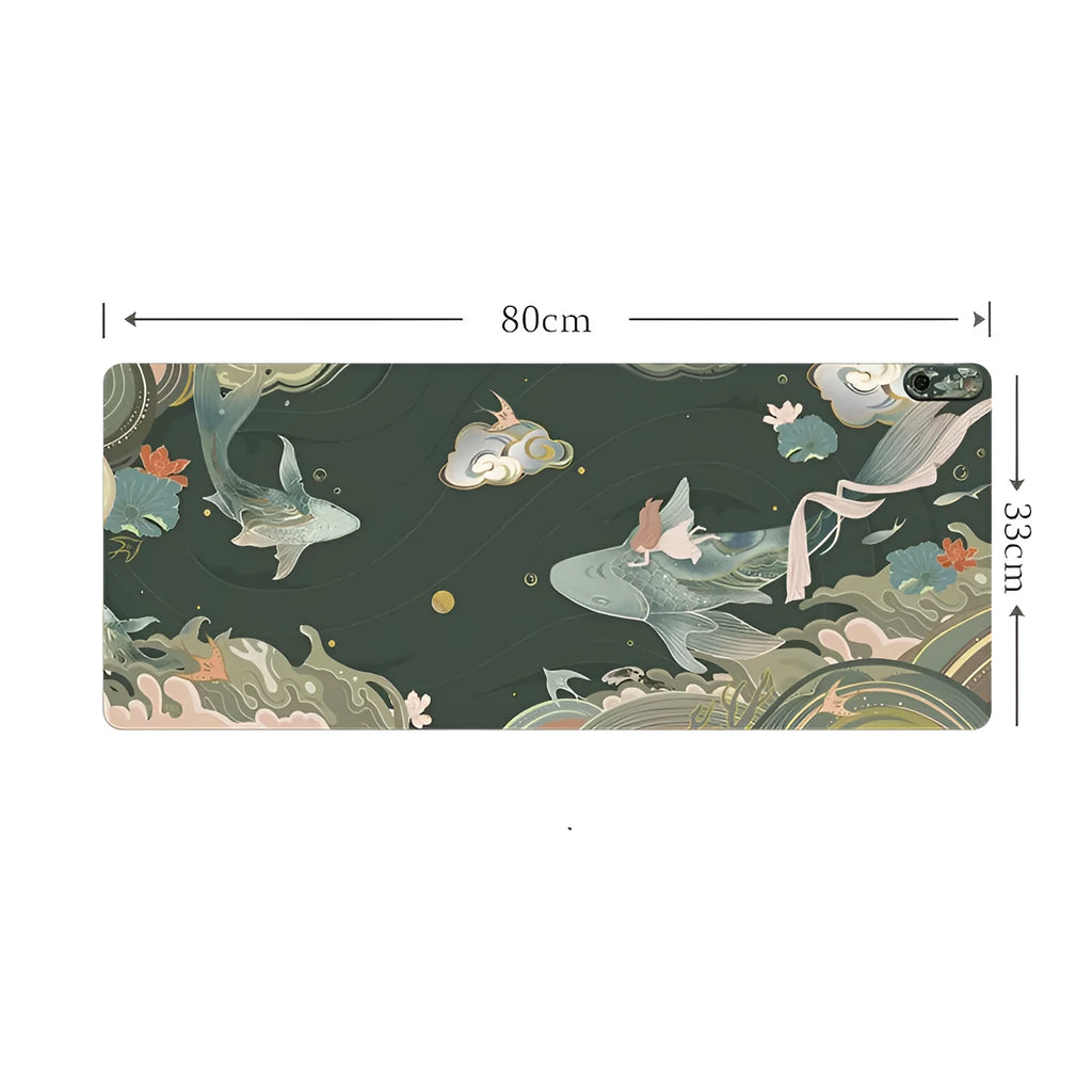 PVC leather desktop heating pad with idyllic pattern design on office desk