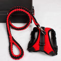 Dog leash chest strap saddle design in black camouflage with nylon mesh material