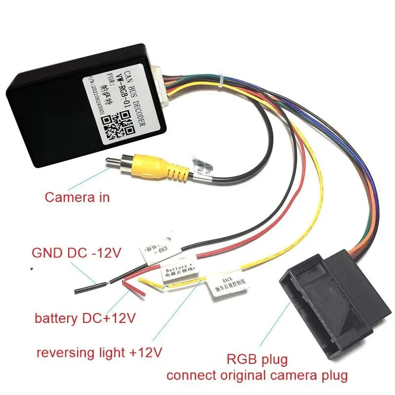 Black car camera conversion box for MIB host Volkswagen and Skoda vehicles