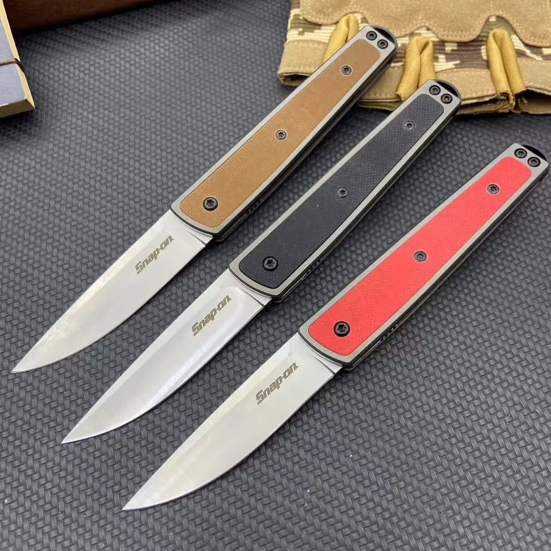 Handmade folding fruit knife with stainless steel blade in black, brown, or red handle colours