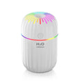 White USB mini humidifier with 300ml water tank on desk beside laptop