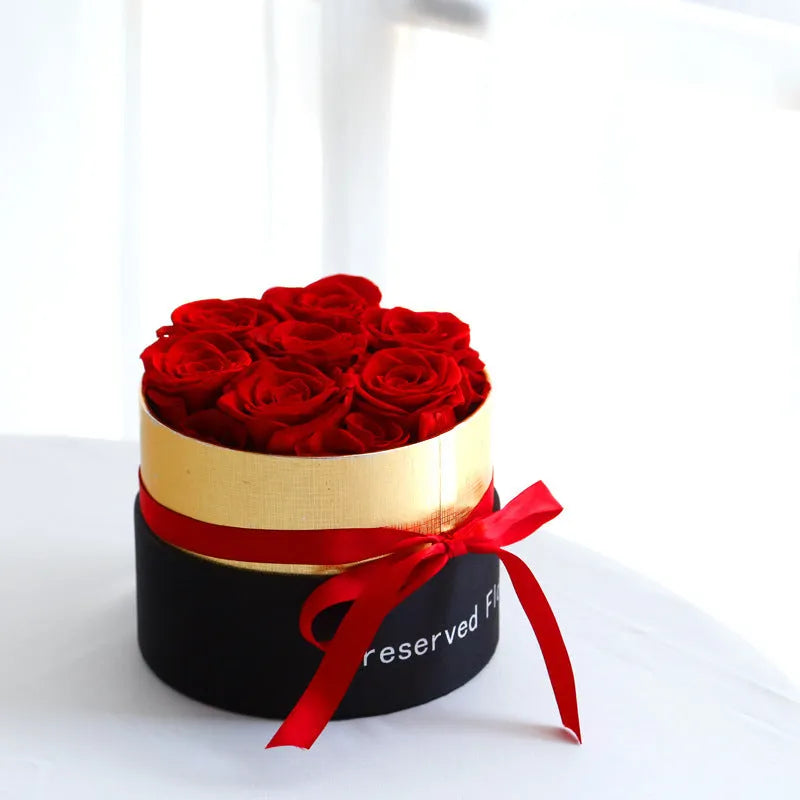 Eternal preserved real roses in a luxury presentation box, available in multiple sizes