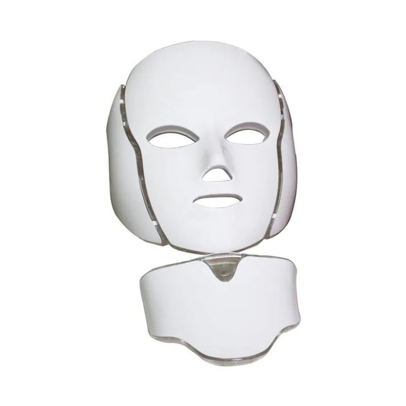 LED colour light mask beauty instrument with 7 coloured lights, compact 240x240x170mm size, on a clean surface with UK plug