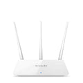 White wireless router with dual-band 2.4G and 5G antenna frequencies.