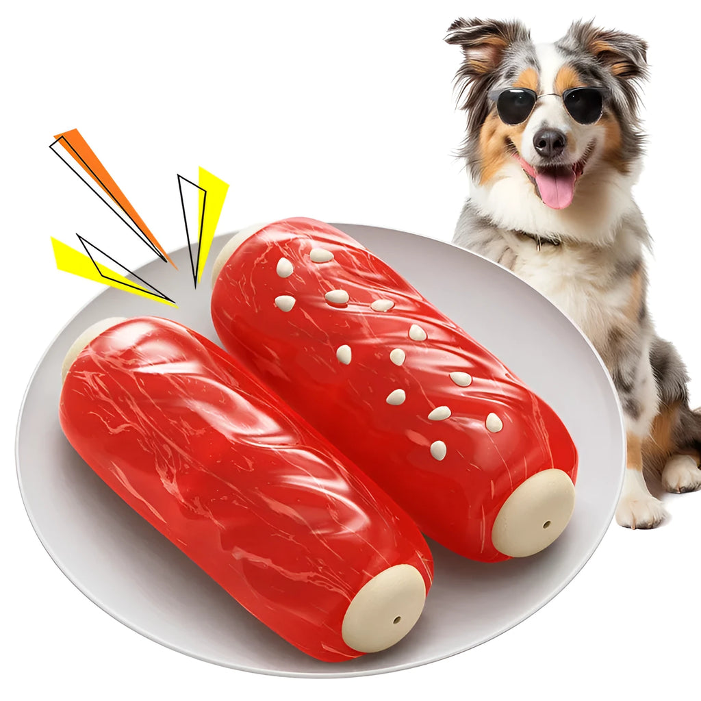 Glue Toothbrush brand plastic molar chew rod dog toy in a primary colour.