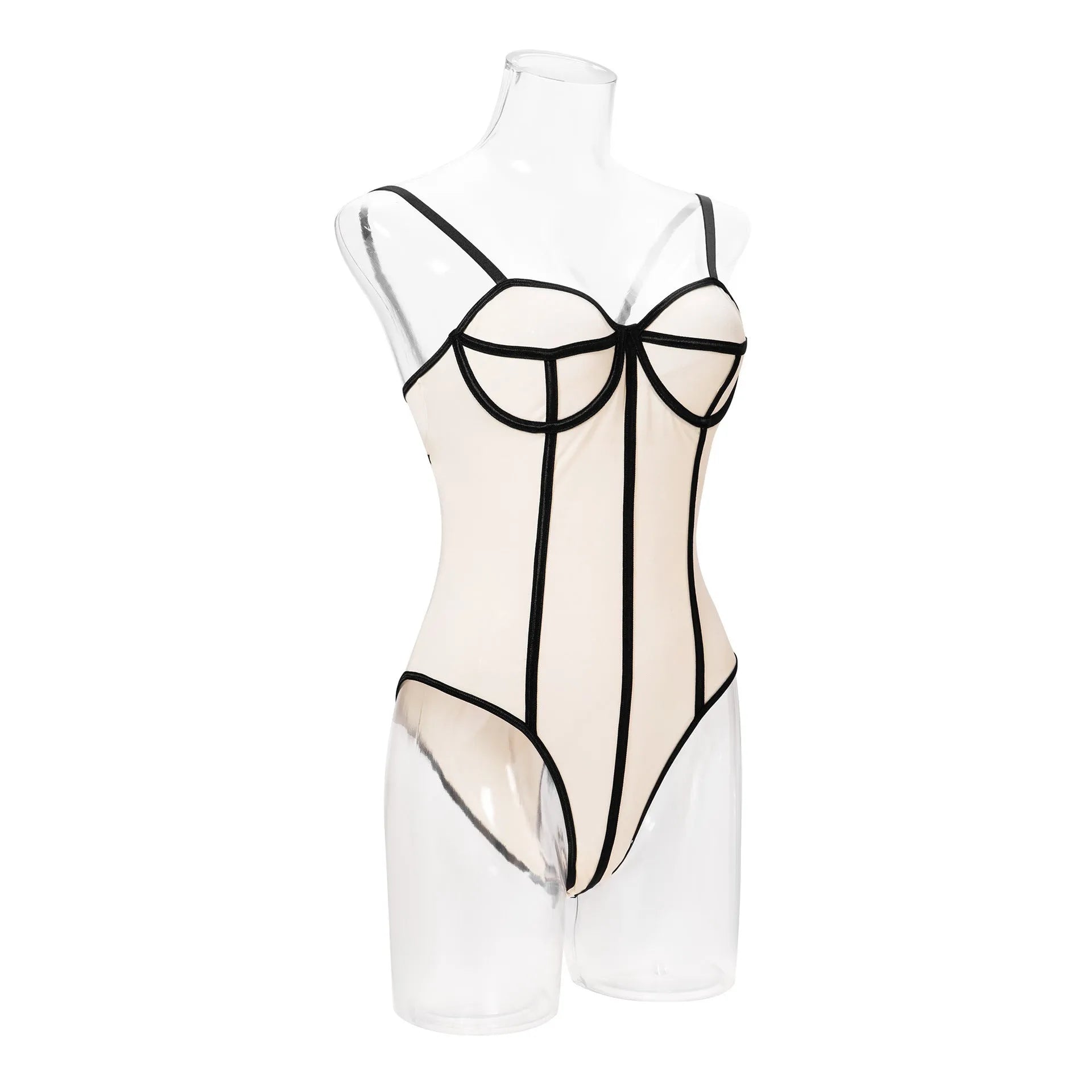 Women's contrast colour bodybuilding jumpsuit with sleeveless design and hollow out details
