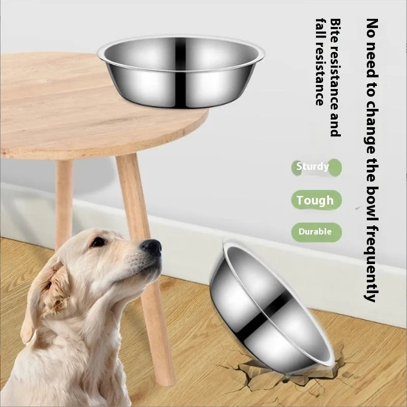 Stainless steel pet bowl with non-slip base in sizes from 13cm to 22cm