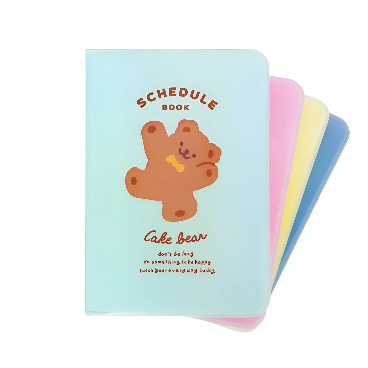 Little Bear plastic sleeve schedule book with heart pattern, 19x13cm, in pink