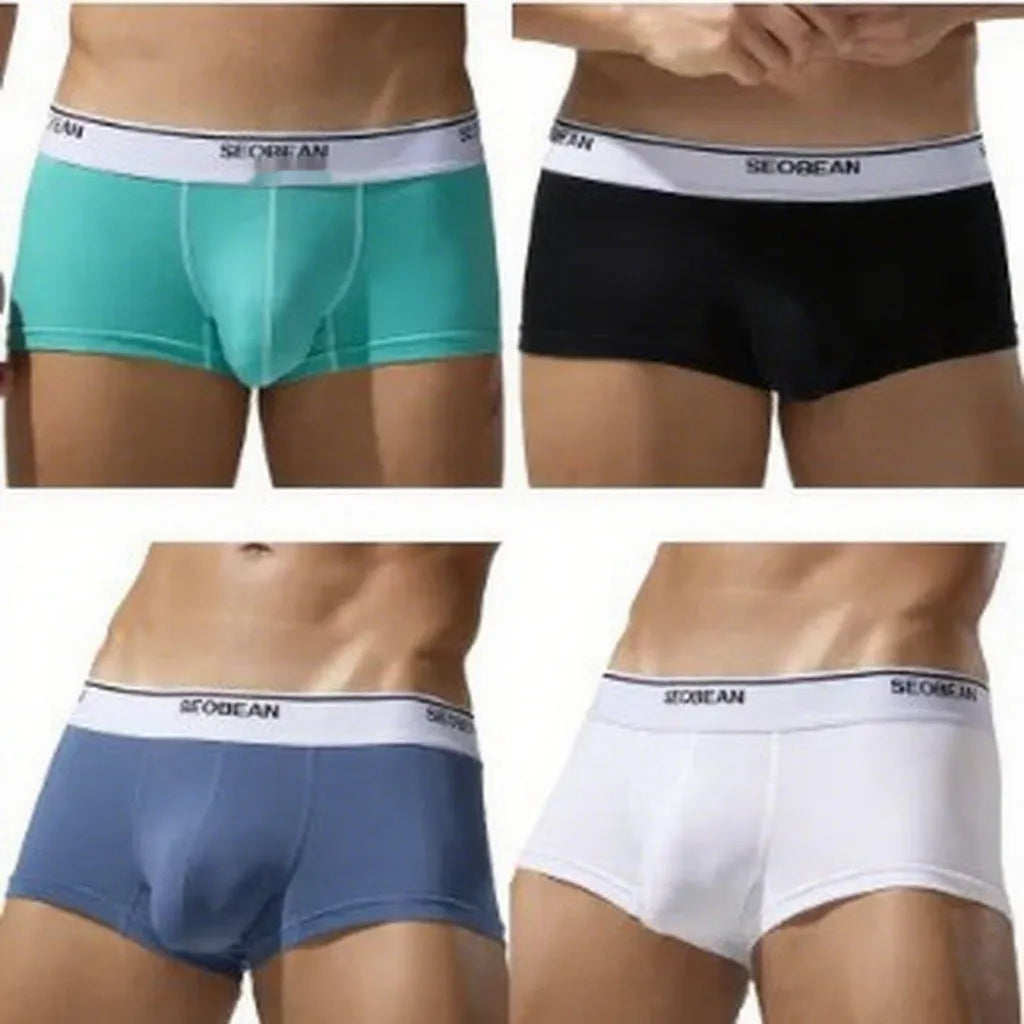 Men's cotton boxer shorts in a solid colour with a low waist design