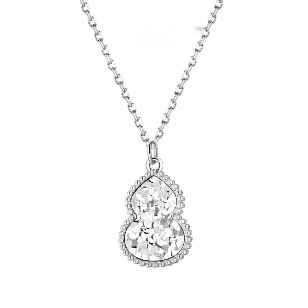 Gourd double-sided clavicle chain necklace in gold and silver options on display