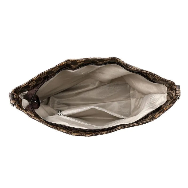 PU leather retro dumpling-shaped shoulder bag in black, brown and white colours with sandwich pocket design