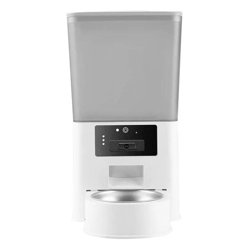 5L intelligent pet feeder with stainless steel bowl, available in button, WIFI, video, and smart island models