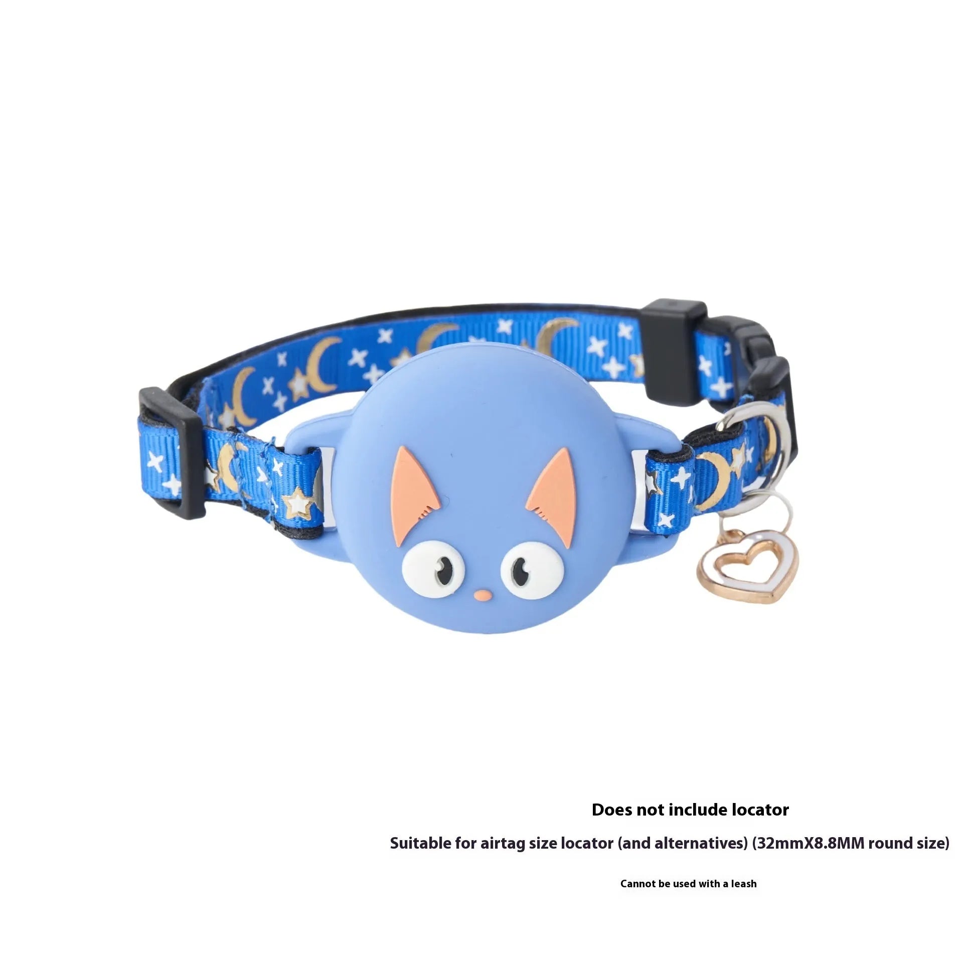 Plastic Apple AirTag protective case for cat collars in pink, blue, light green, and black colours with adjustable band.
