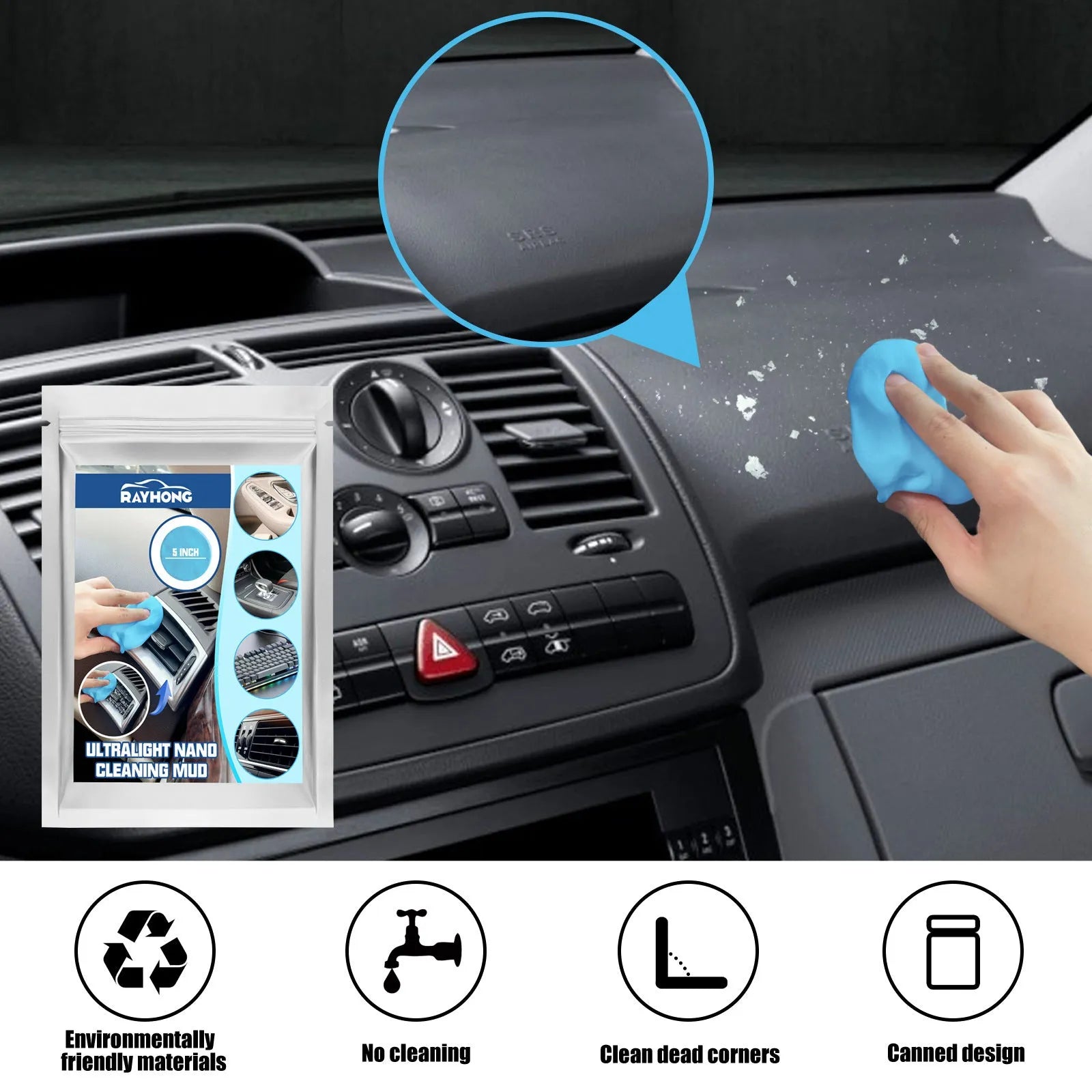 20g pack of beige car cleaning mud gel sheet for removing dust from interior gaps.