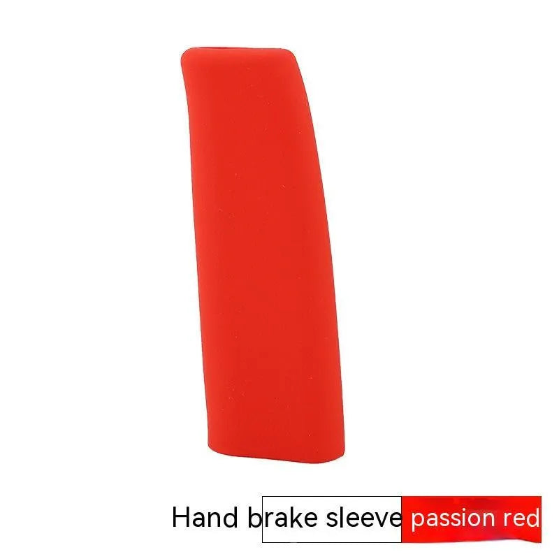 Silicone handbrake sleeve in five colour options showing universal fit for car interiors