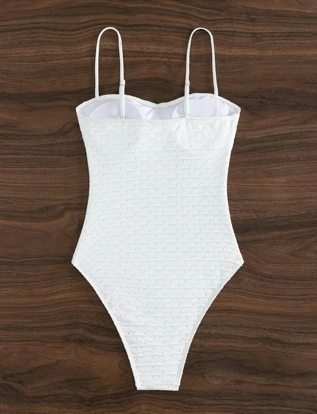 White polyester one-piece swimsuit for women with briefs style and sling design