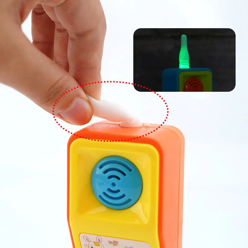 A children's battery-operated electric toy with lights, making sound and music, featuring cartoon animal designs.