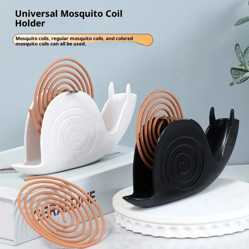 Plastic single-layer mosquito incense holder in black or white with animal-style design for bedroom use
