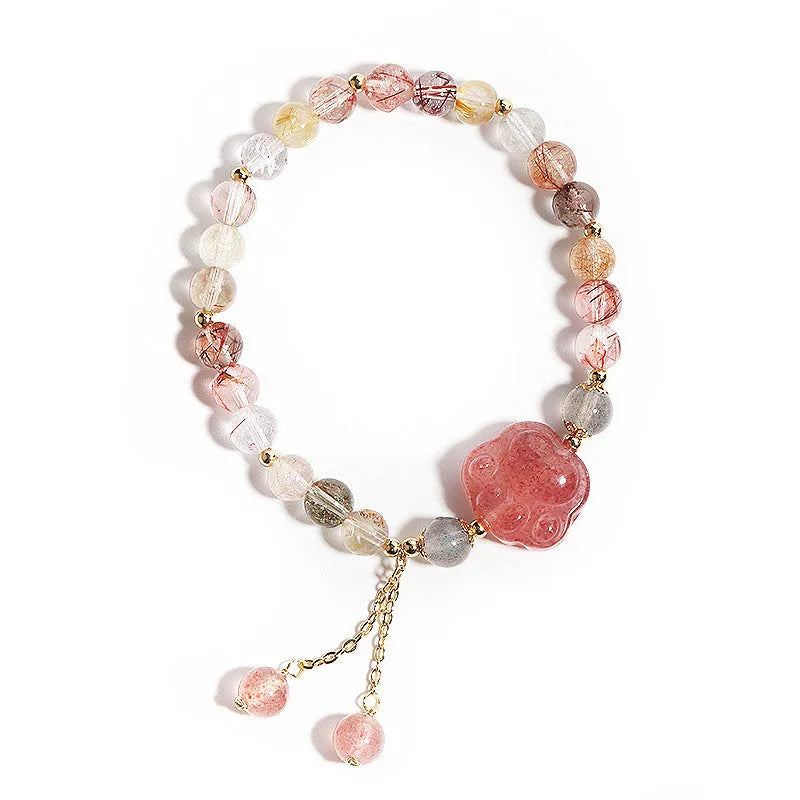 Women's natural crystal bracelet with manual craftsmanship showing animal zodiac designs