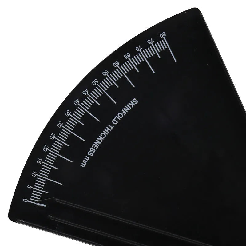 Plastic sebum clamp fat clip caliper in black with 0-80mm scale and fat ruler