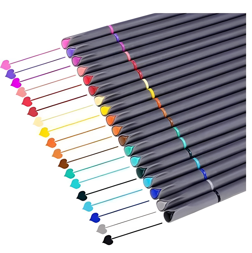Set of watercolour pencils in 18 colours with plastic casing on white background