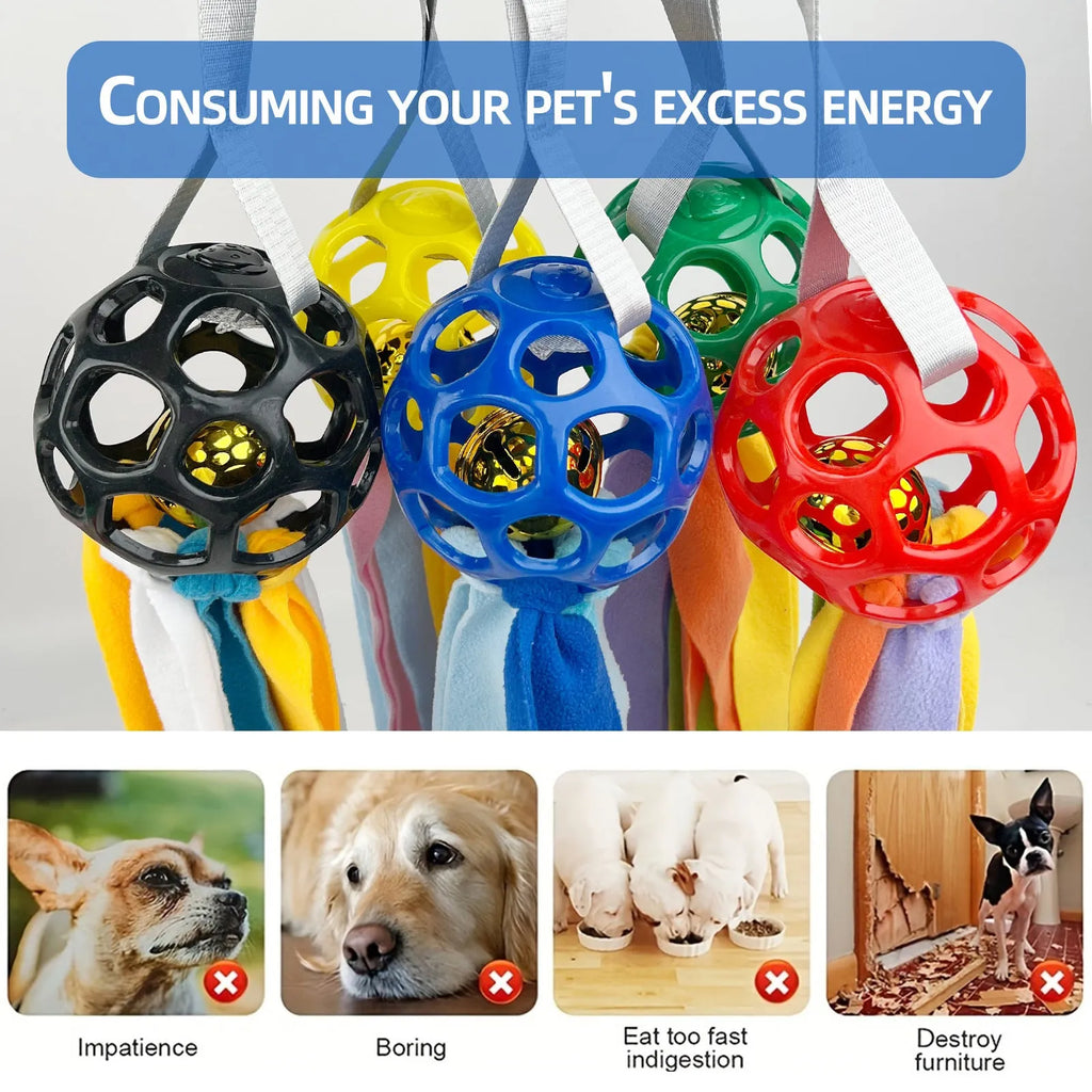 Interactive hollow ball pet toy with TPR sound mechanism in multiple colours for dogs and cats