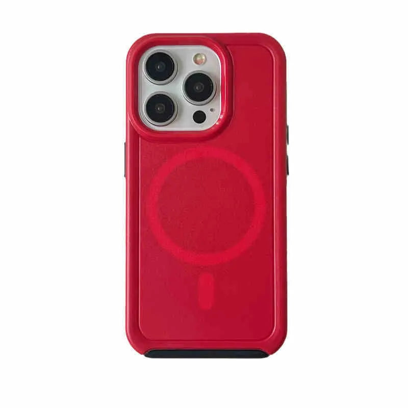 Magnetic matte silicone phone case for iPhone in fluorescent green with anti-fall protection