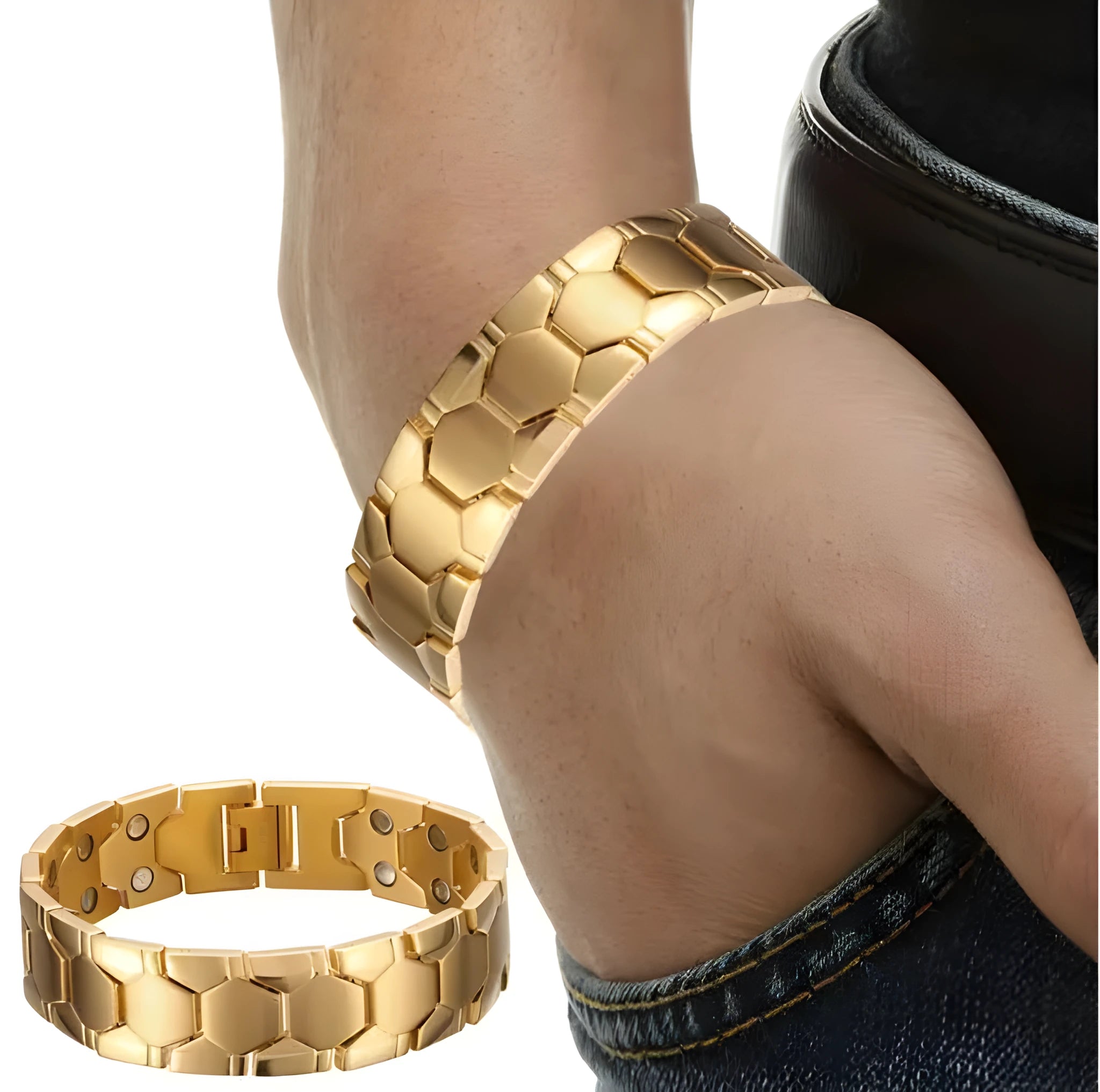Health Energy 4 IN 1 Magnetic Titanium Bracelet black 210mm with 2500GS neodymium magnets