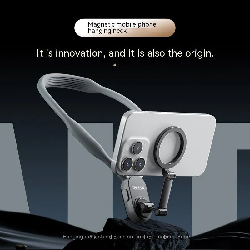 Silicone magnetic phone neck mount with quick release bracket showing gray colour option
